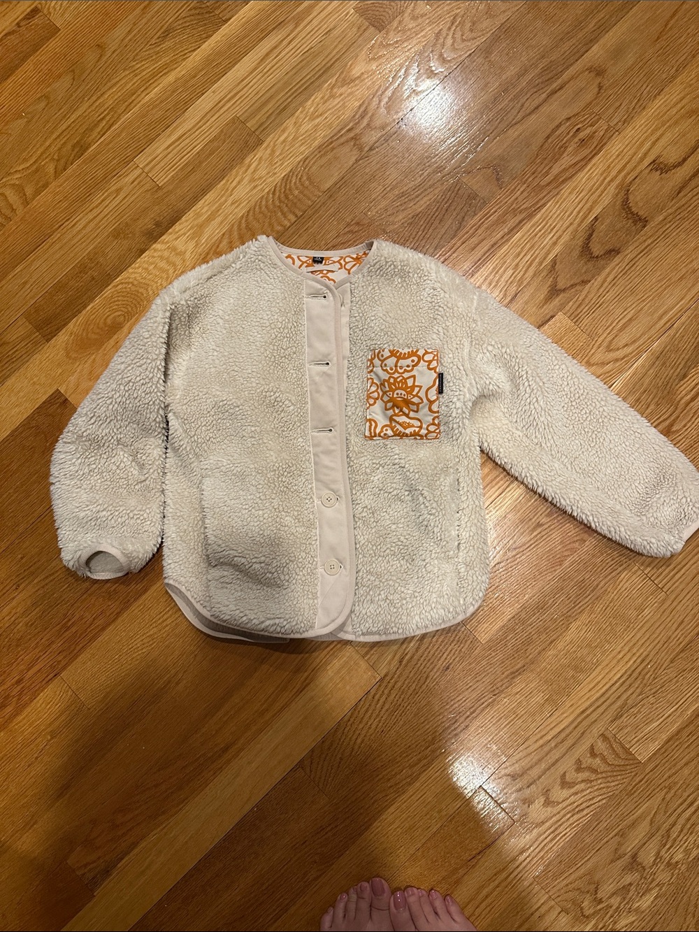 Preloved - Sherpa Jacket - Ivory/Orange